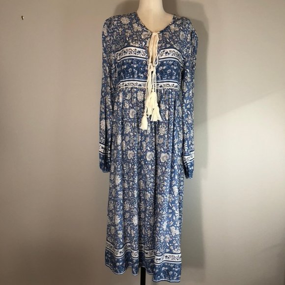 R. Vivomos Maxi Dress with blue Ditzy Floral Motif